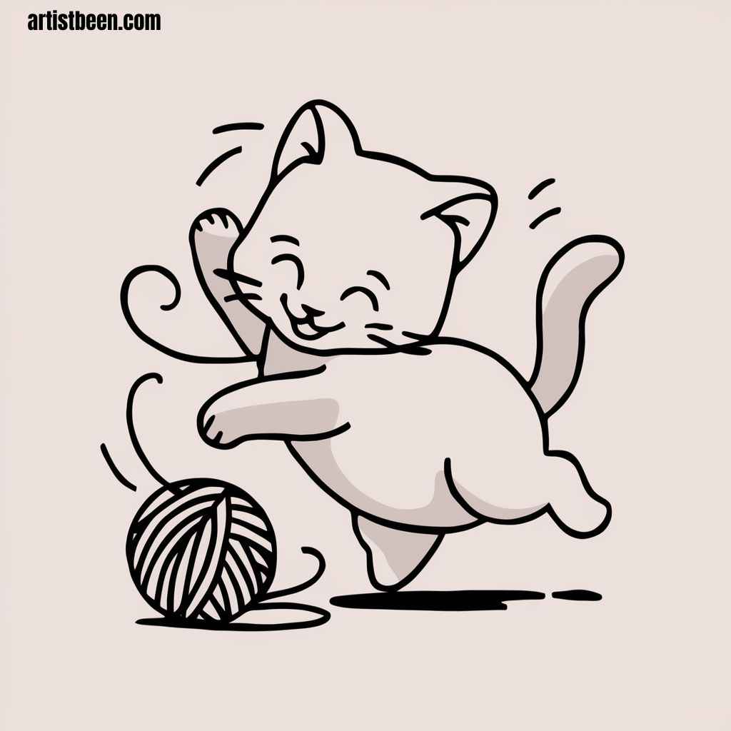 Playful Kitten with Yarn