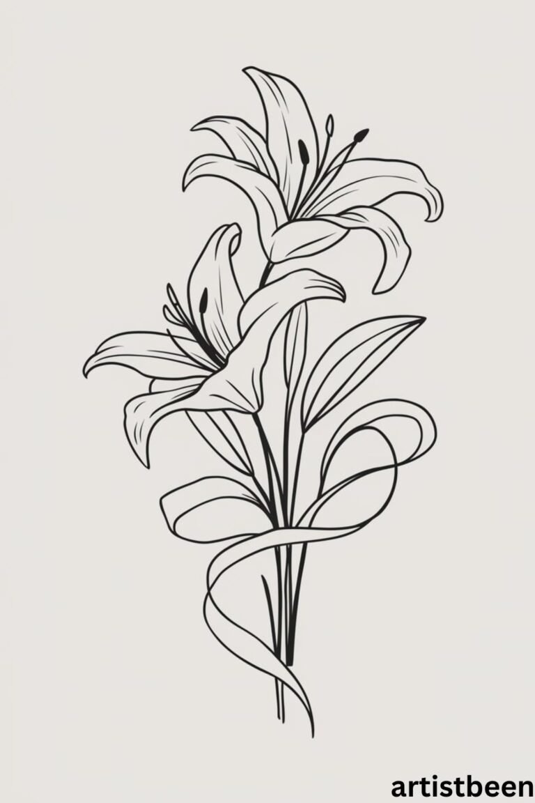 60+ Easy Lily Drawing Ideas for Beginners Artist Been