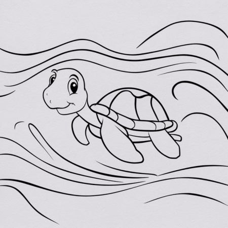 Swimming Turtle with Waves