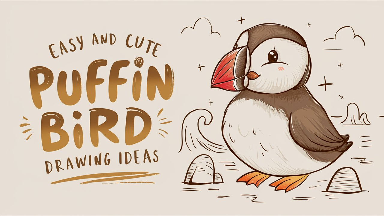 Easy and Cute Puffin Bird Drawing Ideas